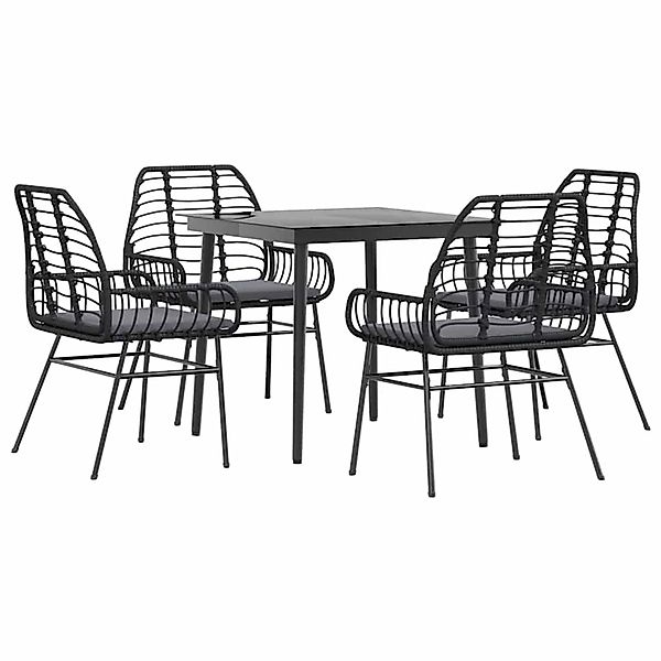 vidaXL 5-Tlg Garten-Essgruppe mit Kissen Schwarz Poly Rattan Glas 3334451 günstig online kaufen