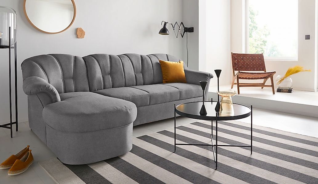 DOMO collection Ecksofa "Papenburg, zeitlose Rückensteppung, elegante Forme günstig online kaufen
