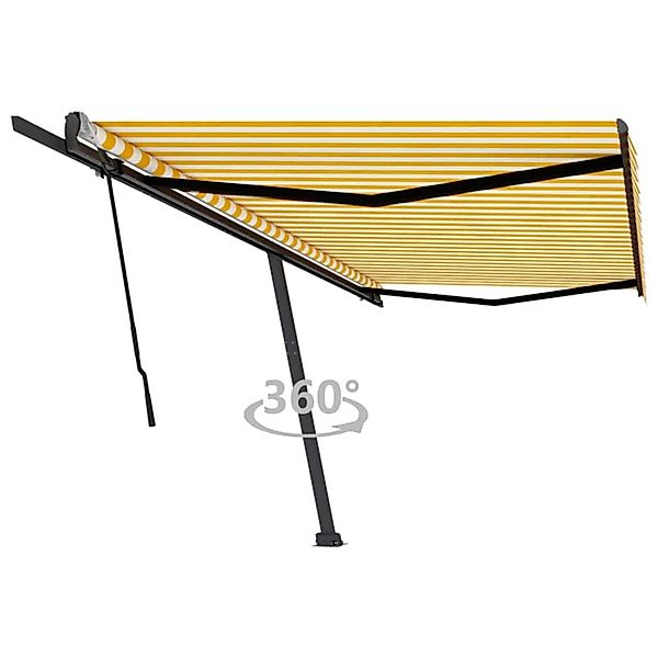 furnicato Standmarkise Manuell Einziehbar 500x350 cm Gelb/Weiß günstig online kaufen