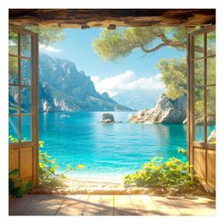 Bilderdepot24 Fototapete Traumhafter Ausblick Fenster 3D-Effekt, günstig online kaufen