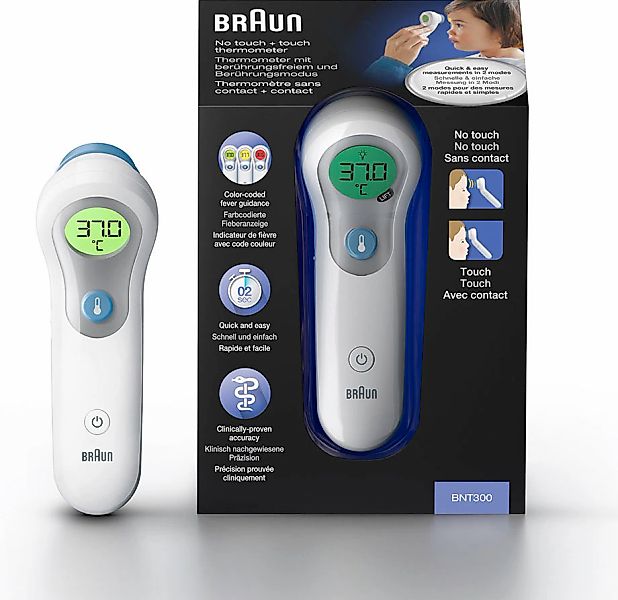 Braun Stirn-Fieberthermometer "No touch + touch Stirnthermometer - BNT300" günstig online kaufen