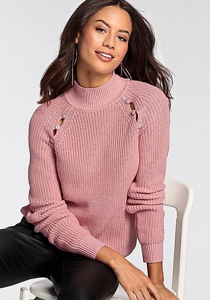 Melrose Stehkragenpullover, mit Cut-Outs und Knopfdetails günstig online kaufen