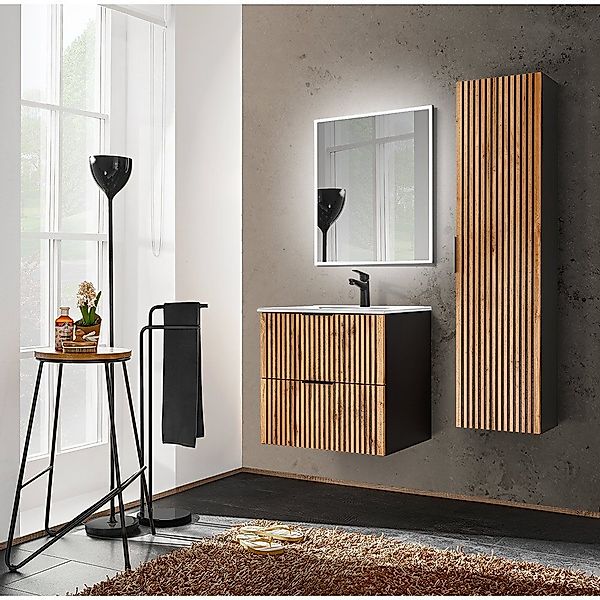 Lomadox Badmöbel-Set XANTEN-56, (Spar-Set, 3-St), anthrazit, günstig online kaufen