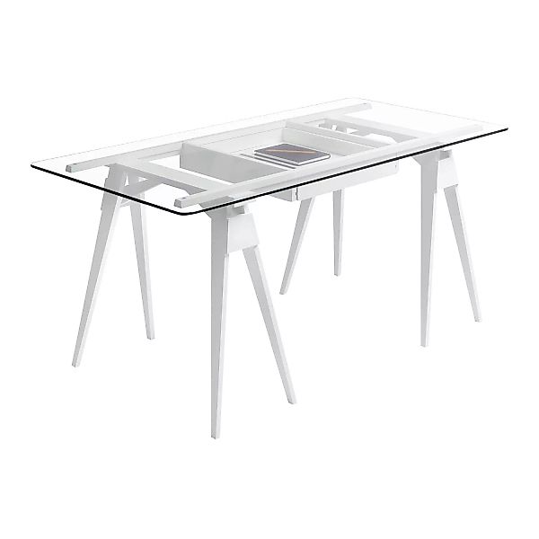 DesignHouseStockholm - Arco Schreibtisch 150x75x74cm - weiß/Tischplatte Gla günstig online kaufen
