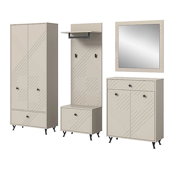 Inn.Furn Garderoben-Set 5-teilig Sand 250 cm mit Fräsungen Apunti günstig online kaufen