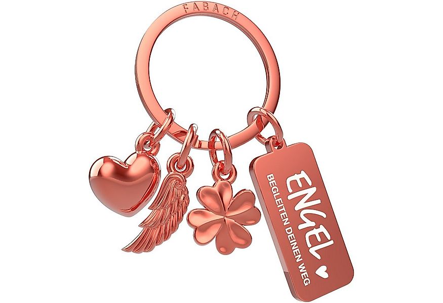 FABACH Schlüsselanhänger Drei Charms Glücksbringer mit Gravur "Engel beglei günstig online kaufen
