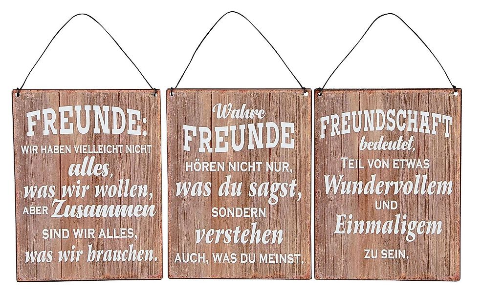 Levandeo® Wandbild, 3er Set Blechschilder H20cm günstig online kaufen
