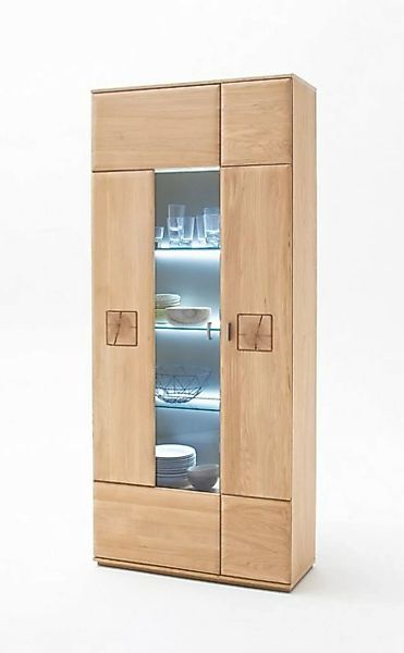 expendio Vitrine Bonn 5 Eiche Bianco teilmassiv 90x208x38 cm vormontiert mi günstig online kaufen