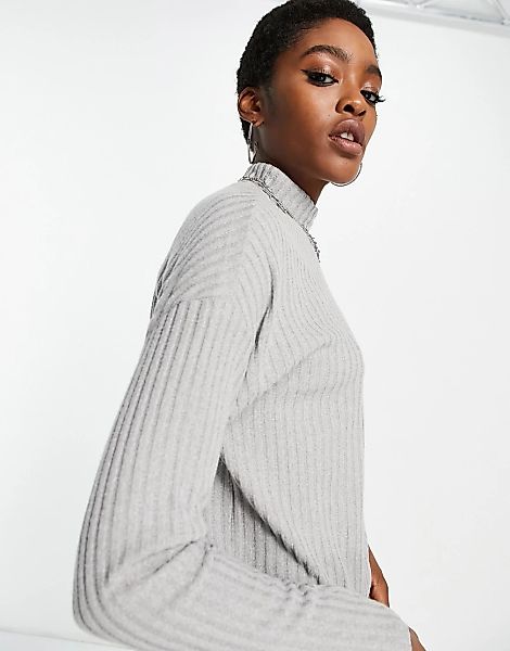 Vero Moda – Hochgeschlossener Pullover in Grau günstig online kaufen