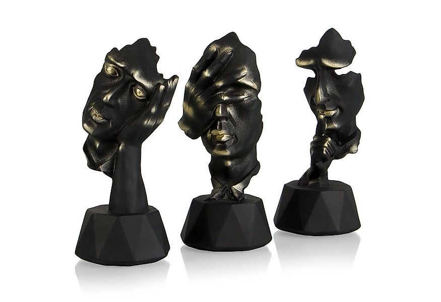 Perfekto24 Skulptur Skulpturen 3er Set in Schwarz - edle Dekoration - Moder günstig online kaufen
