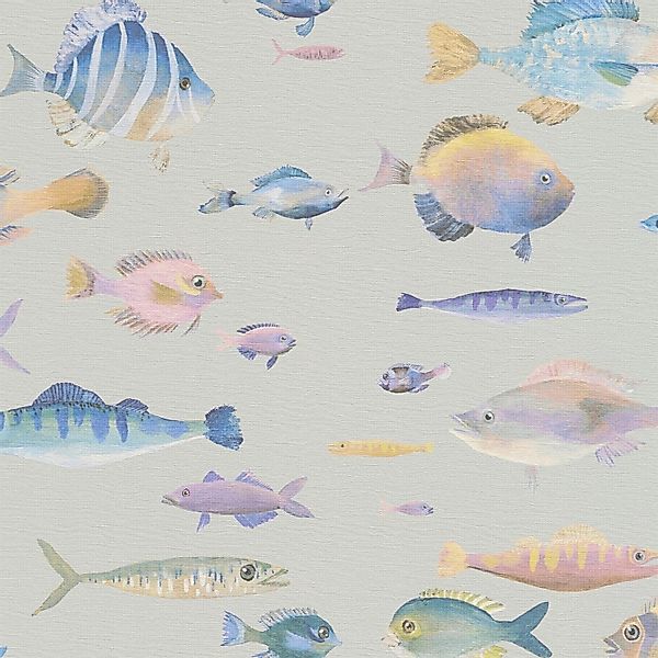 PROFHOME 396964-GU Kinder Tapete Tiermotiv Matt Grau Violett Gelb Blau 0,53 günstig online kaufen