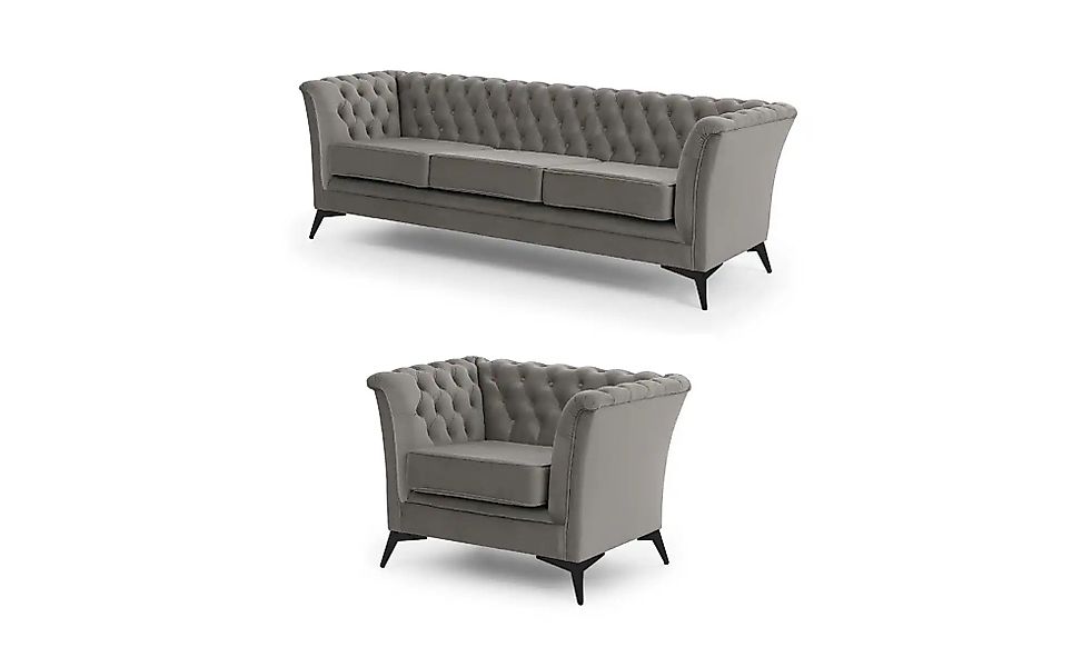 Chesterfield Polstergarnitur 3+1  Wilhelm ¦ grau ¦ Maße (cm): B: 237 H: 78 günstig online kaufen