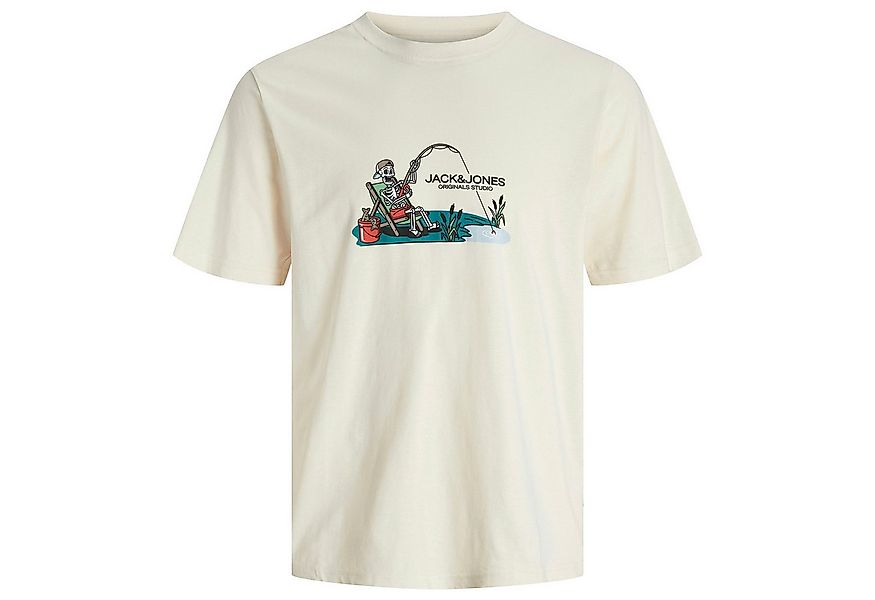 Jack & Jones Rundhalsshirt Jack&Jones T-Shirt creme Übergröße Totenkopfprin günstig online kaufen