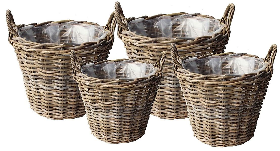 Van der Leeden Blumentopf 4 x Pflanzenkörbe Weidenkörbe Blumen Rattan Natur günstig online kaufen