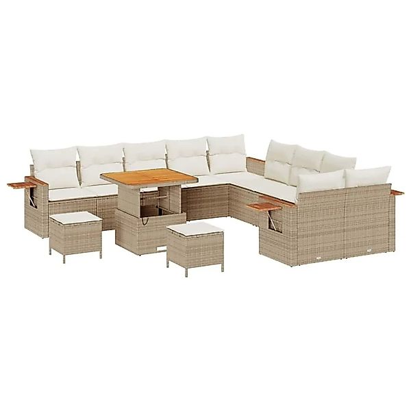 vidaXL Gartensofa-set mit Kissen 17-Tlg Beige und Creme Poly-Rattan 3365181 günstig online kaufen