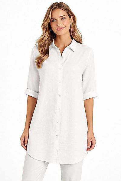 Eight2Nine Hemdbluse Damen Leinen Bluse atmungsaktiv Tunika Sommer langeblu günstig online kaufen