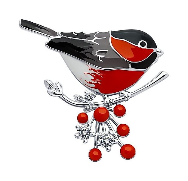 Secretforyou Brosche Brosche Anstecknadel Gimpel Silber mit Emaille Echtsch günstig online kaufen