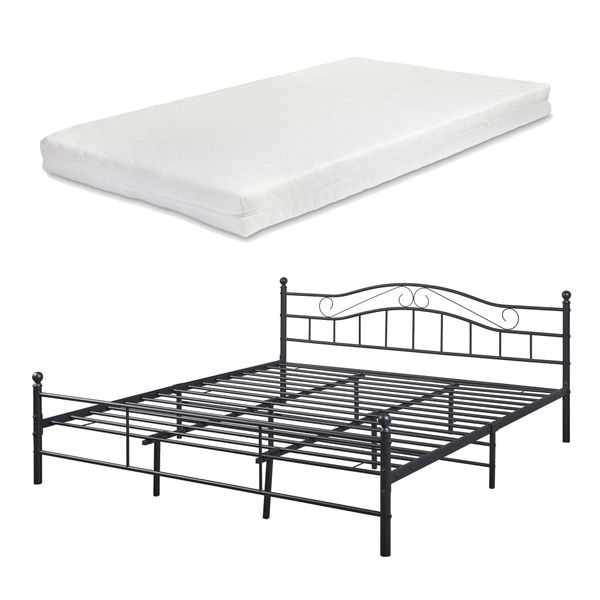 en.casa Metallbett, »Vadsø« Bettgestell Doppelbett schwarz günstig online kaufen