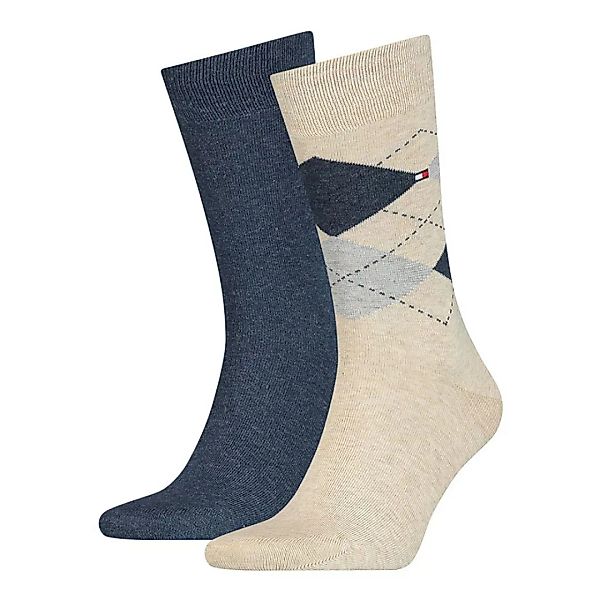 Tommy Hilfiger Check Classic Socken 2 Paare EU 47-49 Beige Melange günstig online kaufen