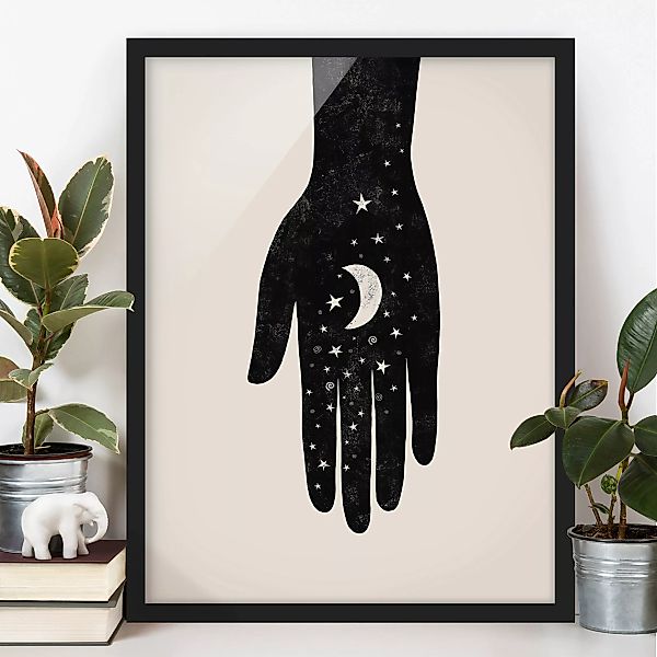 Bild mit Rahmen Hand mit Mond günstig online kaufen