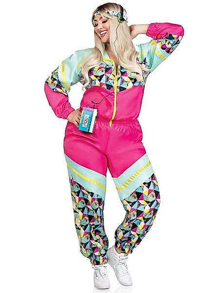 Leg Avenue Kostüm 80er Jahre XXL Trainingsanzug pink-türkis, Voll im Trend günstig online kaufen
