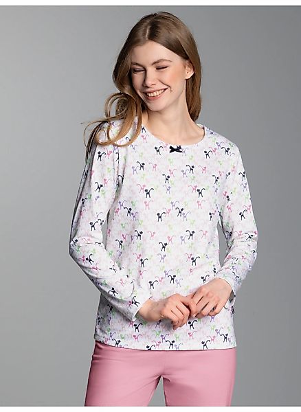Trigema Schlafanzug "TRIGEMA Pyjama-Oberteil mit Allover-Katzen-Print", 1 S günstig online kaufen