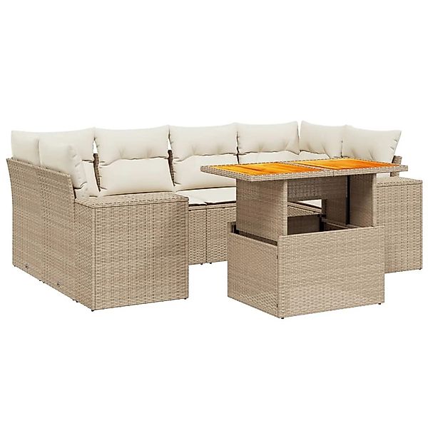 vidaXL 7-tlg Garten-Sofagarnitur mit Kissen Beige Poly Rattan Modell 383 günstig online kaufen