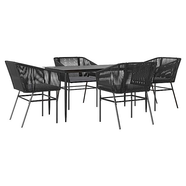 vidaXL 5-Tlg Garten-Essgruppe mit Kissen Schwarz Poly Rattan Glas 3334516 günstig online kaufen