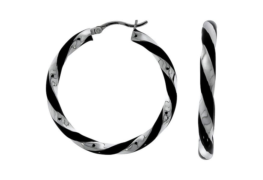 Vivance Paar Creolen 925 Silber rhodiniert Lack schwarz günstig online kaufen