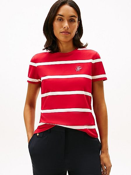 Tommy Hilfiger Kurzarmshirt TH SCRIPT REG C-NK SS TEE Stretch, Baumwollmisc günstig online kaufen