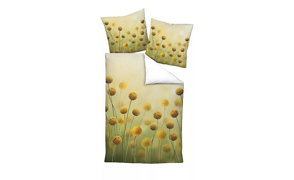 Mako Satin Bettwäsche  Floral - gelb - 100% Baumwolle - 135 cm - Bettwaren günstig online kaufen