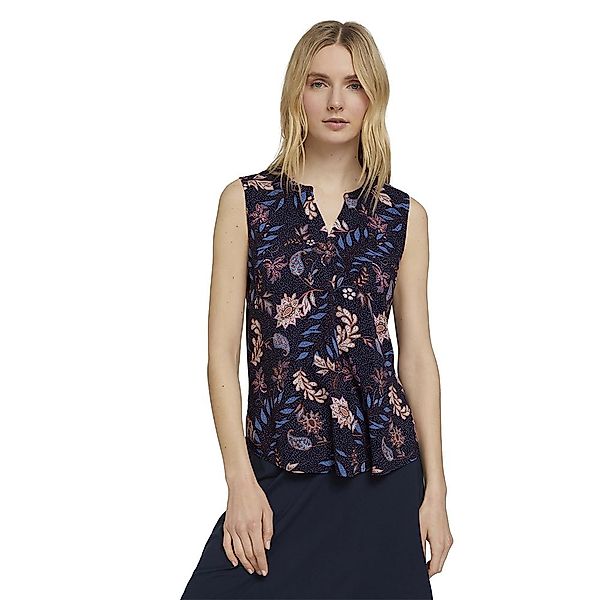 Tom Tailor Ärmellos T-shirt 40 Navy Floral Design günstig online kaufen