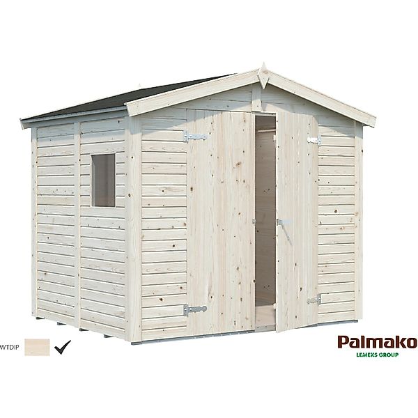 Palmako Dan Holz-Gartenhaus Grau Satteldach Tauchgrundiert 243 cm x 190 cm günstig online kaufen