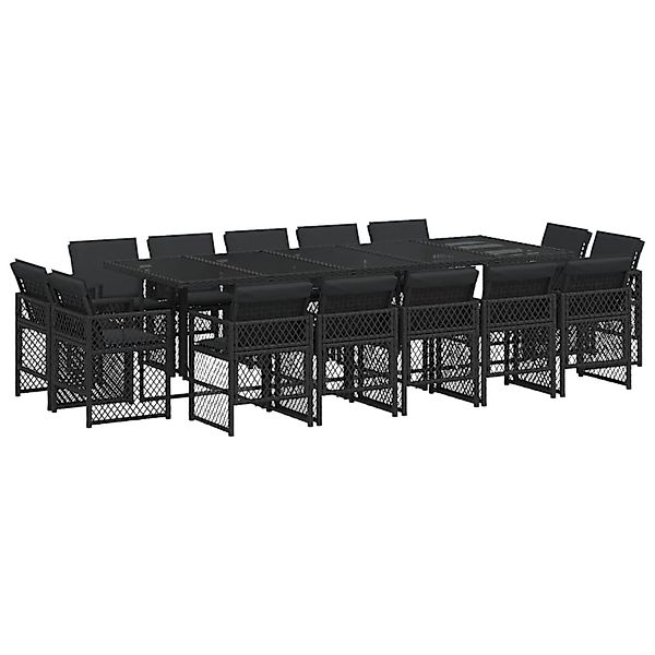 vidaXL 15-Tlg Garten-Essgruppe mit Kissen Schwarz Poly Rattan 3210871 günstig online kaufen