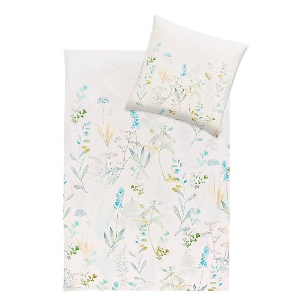 Estella Interlock Jersey Bettwäsche Visby 6295-520 Blumen Mint 135x200 günstig online kaufen