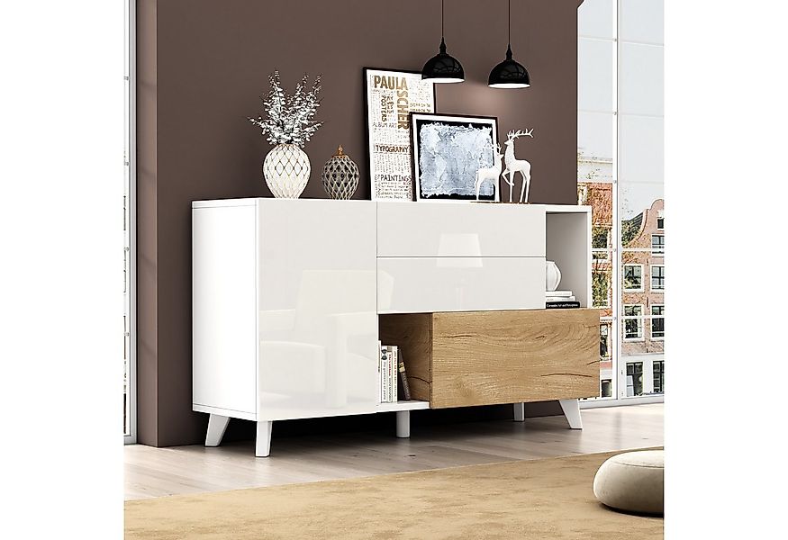 HAUSS SPOLE Sideboard Hochglänzendes Sideboard mit Stauraum, moderner Wohnz günstig online kaufen
