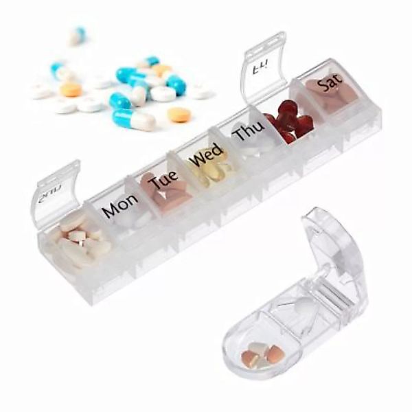 relaxdays Medikamentenbox mit Tablettenschneider schwarz günstig online kaufen