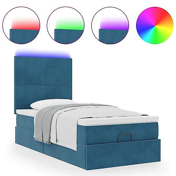 vidaXL Bett Ottoman-Bett mit Matratzen & LEDs Dunkelblau 90x190 cm Samt günstig online kaufen