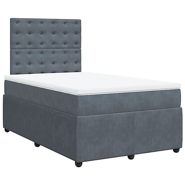 vidaXL Boxspringbett, Boxspringbett mit Matratze Dunkelgrau 120x200 cm Samt günstig online kaufen