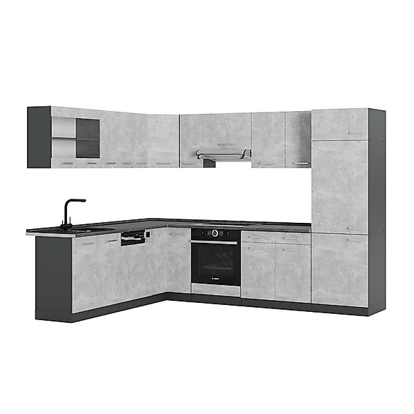 Vicco R-Line Eckküche Beton/Anthrazit 227 x 287 cm AP Anthrazit günstig online kaufen