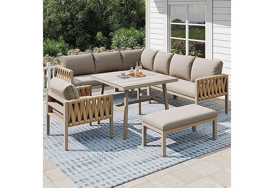 Flieks Gartenlounge-Set, Sitzgruppe mit verzinktem Eisengestell Tischplatte günstig online kaufen