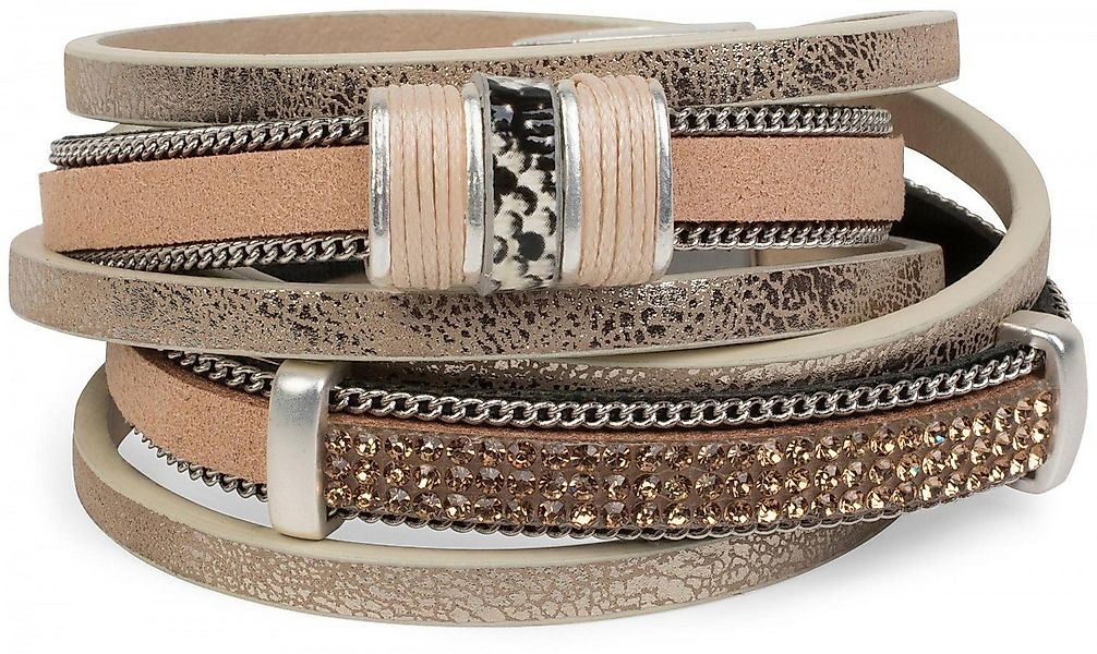 styleBREAKER Wickelarmband Wickelarmband mit Strass, Gliederkette, 3-Reihig günstig online kaufen