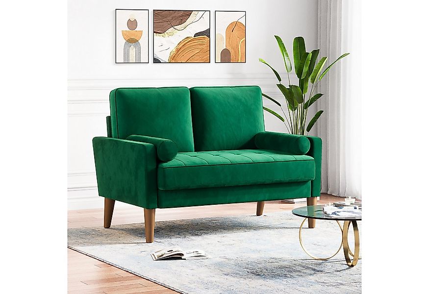 ToteBox 2-Sitzer 121CM Kleine Samt Sofa mit 2 Kissen für Wohnzimmer, Schlaf günstig online kaufen