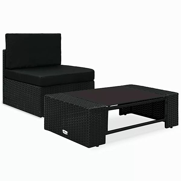 2-tlg. Garten-lounge-set Poly Rattan Schwarz günstig online kaufen