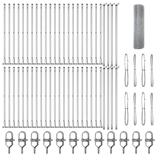 vidaXL Zaunpfosten Silber 100 x 0,5 m 16 x 16 mm Maschen Stahl 3352373 günstig online kaufen