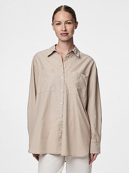 pieces Hemdbluse PCMELIA LS LOOSE SHIRT WVN NOOS BC mit abgerundetem Saum günstig online kaufen