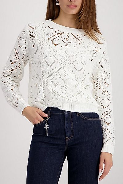 Monari Strickpullover Ajour Rundhalsausschnitt, Chenillegarn, Leicht übersc günstig online kaufen