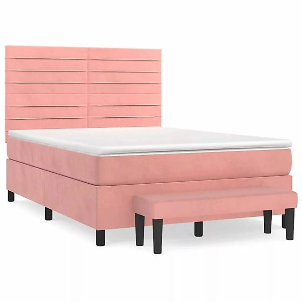 vidaXL Boxspringbett mit Matratze Rosa 140x200 cm Samt1350806 günstig online kaufen