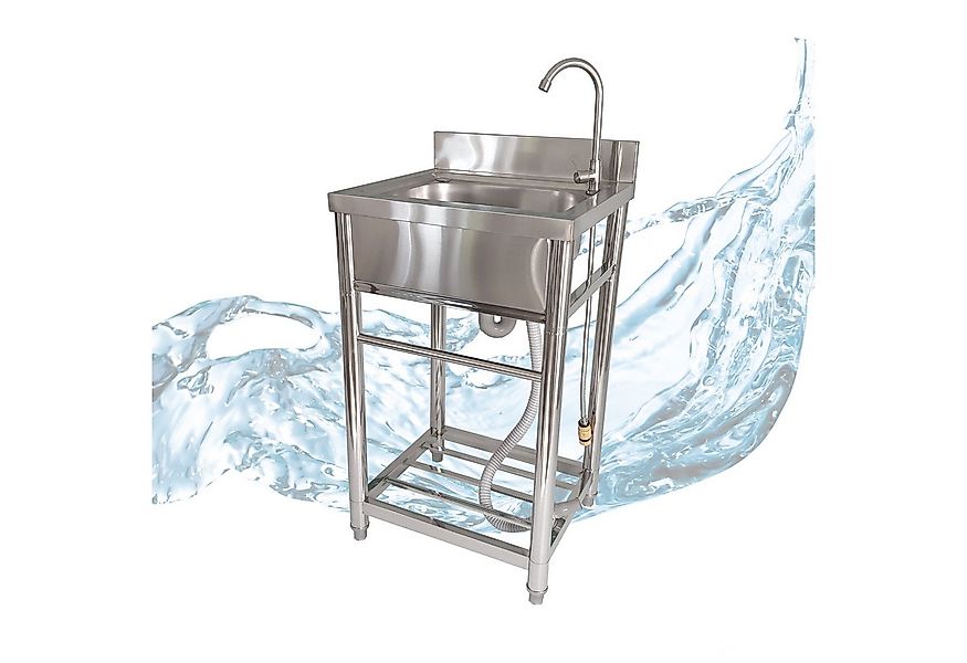 Lemodo Küchenspüle Spültisch freistehend, Wasserhahn mit Gartenschlauch-Ans günstig online kaufen