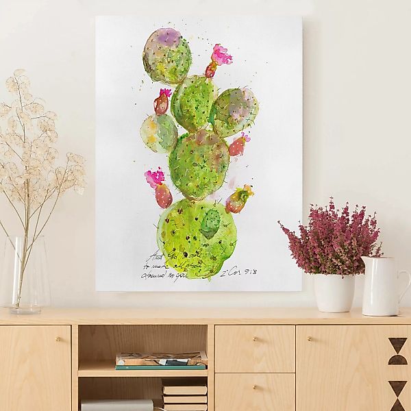 Leinwandbild Spruch - Hochformat Kaktus mit Bibelvers III günstig online kaufen